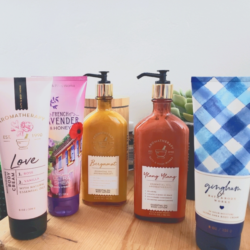 5 Bath and Body Work lotions and creams.